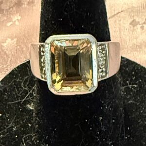 Sterling silver, diamond and citrine ring